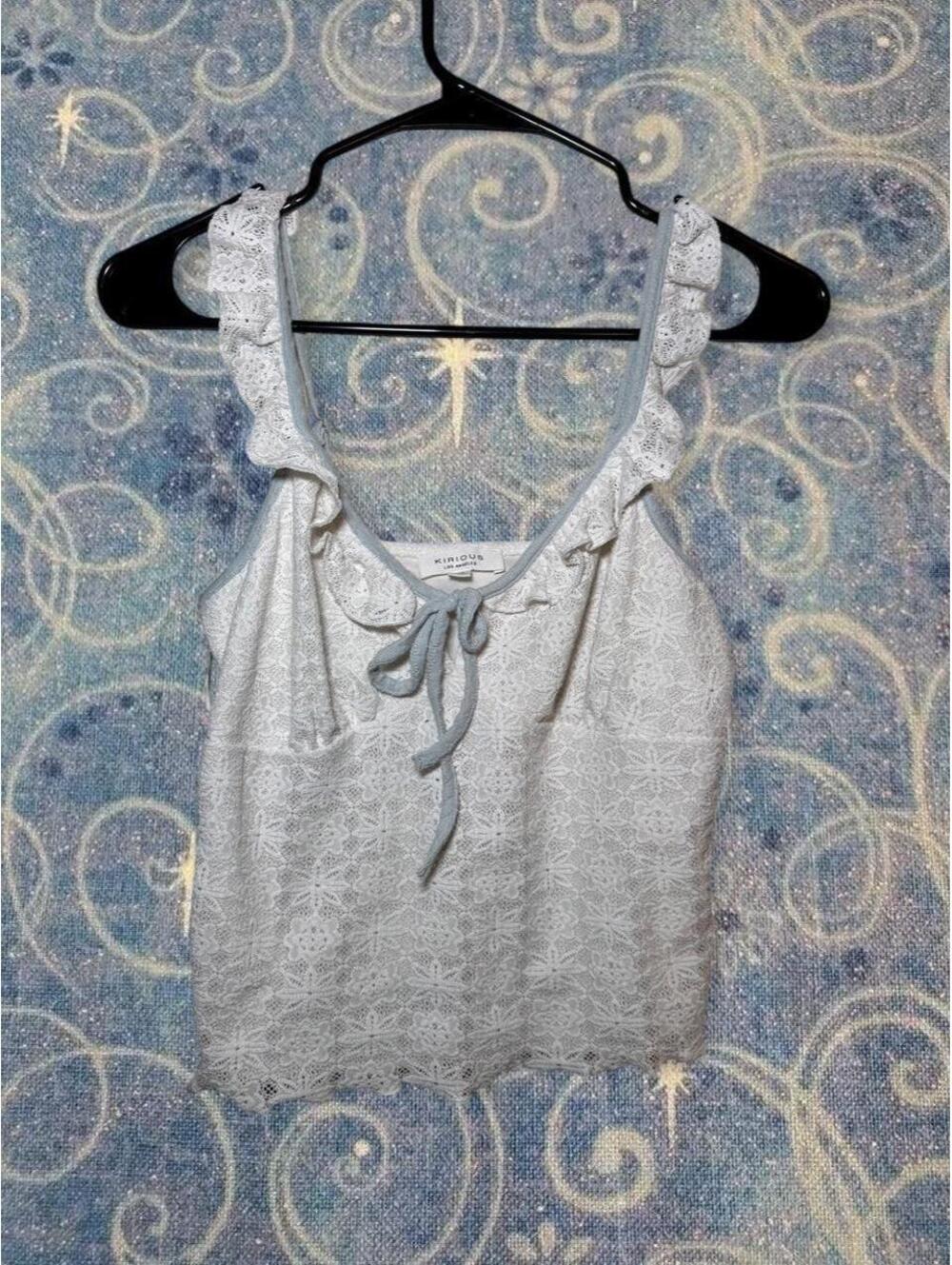 Kirious White Lace Crop Tank Sz M PTP 16 GC